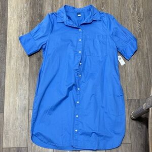 NWT Ladies Blue Short Sleeve Shirt dress size medium